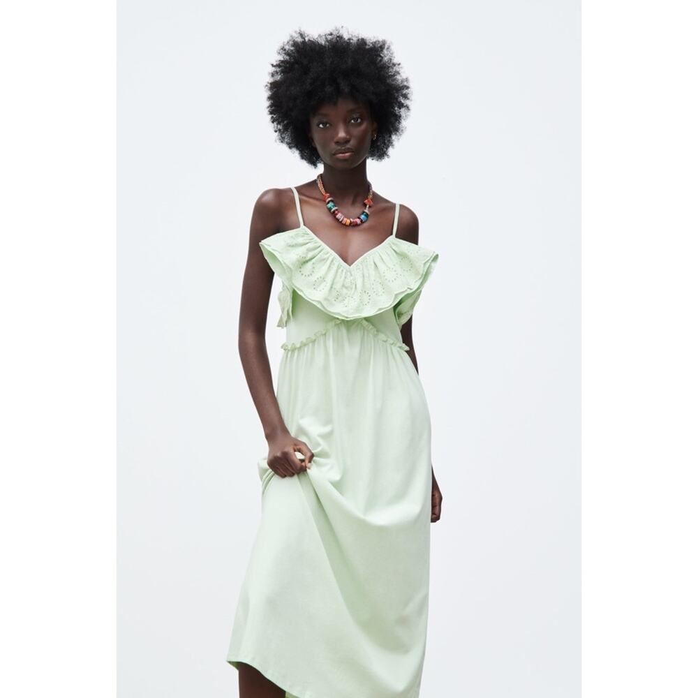Zara Ruffle Neck Midi Dress